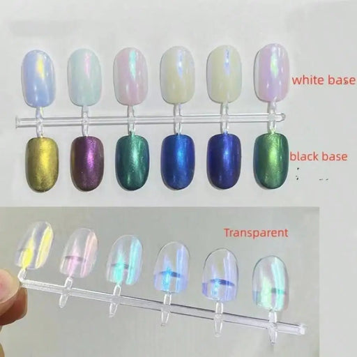 6 polvos de uñas Auroras, efecto espejo metálico, pigmento holográfico camaleón para uñas artísticas - Quierox - Tienda Online