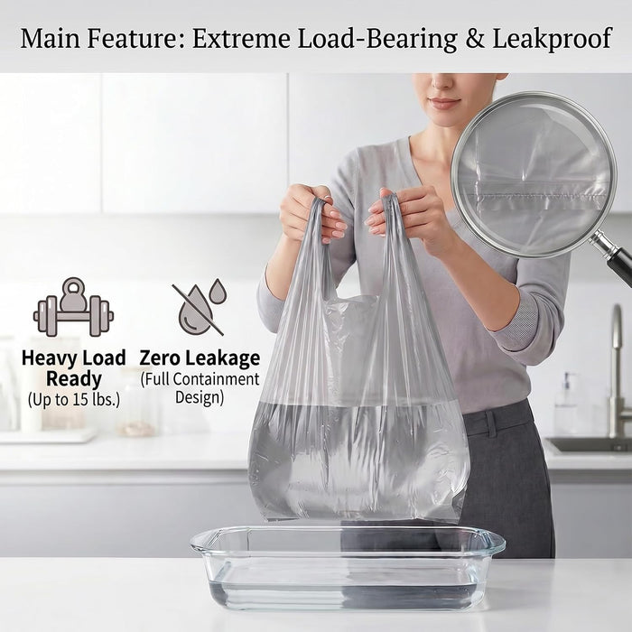 60 bolsas de basura con asas a prueba de fugas de plástico fuerte para cocina - Quierox - Tienda Online