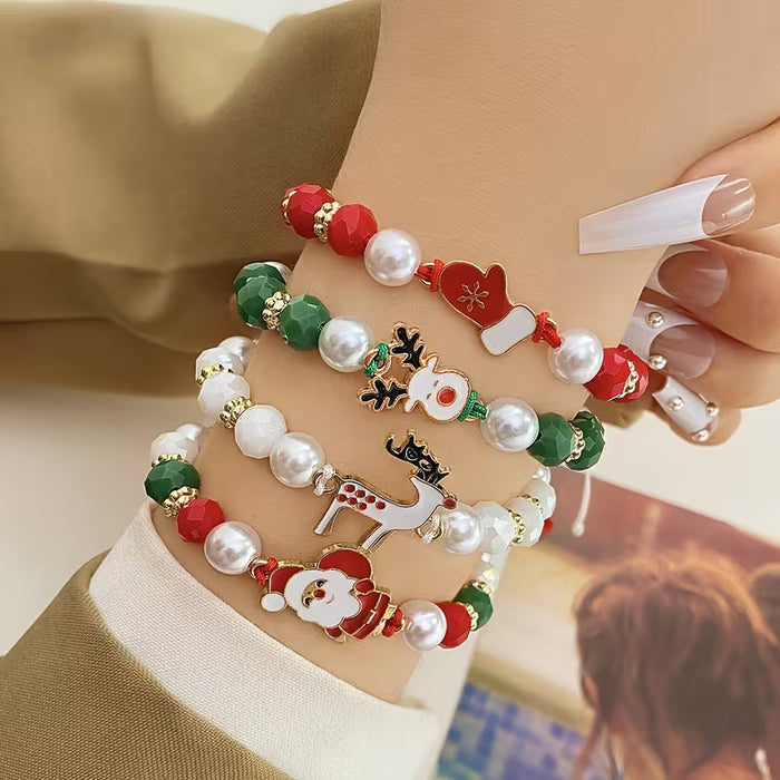 Pulseras con Cuerda Set de 4 piezas de la serie Navideña con diseños