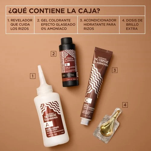 Tinte para rizos brillantes Nutrisse 0% amoníaco CR6 - Marrón dorado brillante (glaseado dorado)