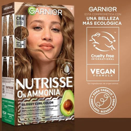 Tinte para rizos brillantes Nutrisse 0% amoníaco CR6 - Marrón dorado brillante (glaseado dorado)