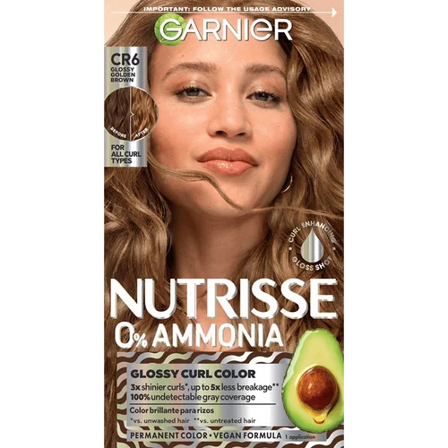 Tinte para rizos brillantes Nutrisse 0% amoníaco CR6 - Marrón dorado brillante (glaseado dorado)
