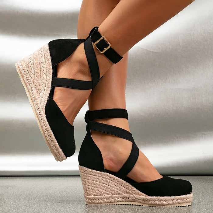 Sandalias de Plataforma con Tiras Cruzadas para Mujer, Tacones Altos Exquisitos