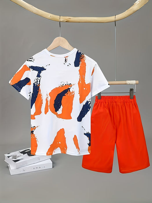 Conjunto de Camiseta y Shorts Casuales Estampados para Niños