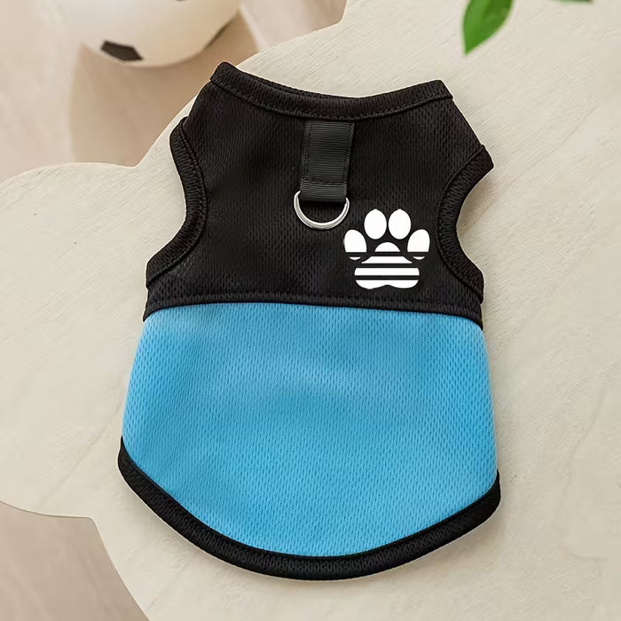 Chaleco de Malla Transpirable con Huella de Pata, Lavable a Máquina, Ropa para Mascotas