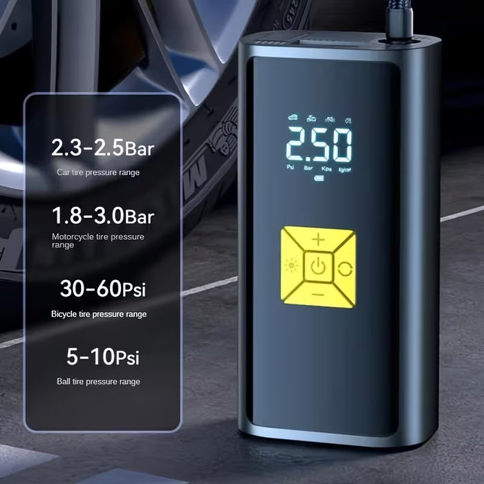 Compresor de aire para neumáticos (150 PSI) digital portátil con luz LED para coches