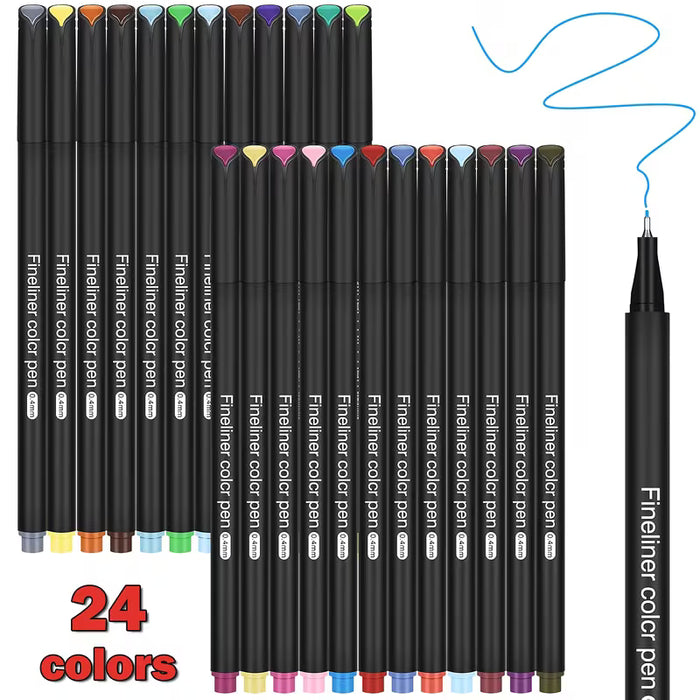 Juego de 24 bolígrafos de colores de línea fina de 0,4 mm para bocetos