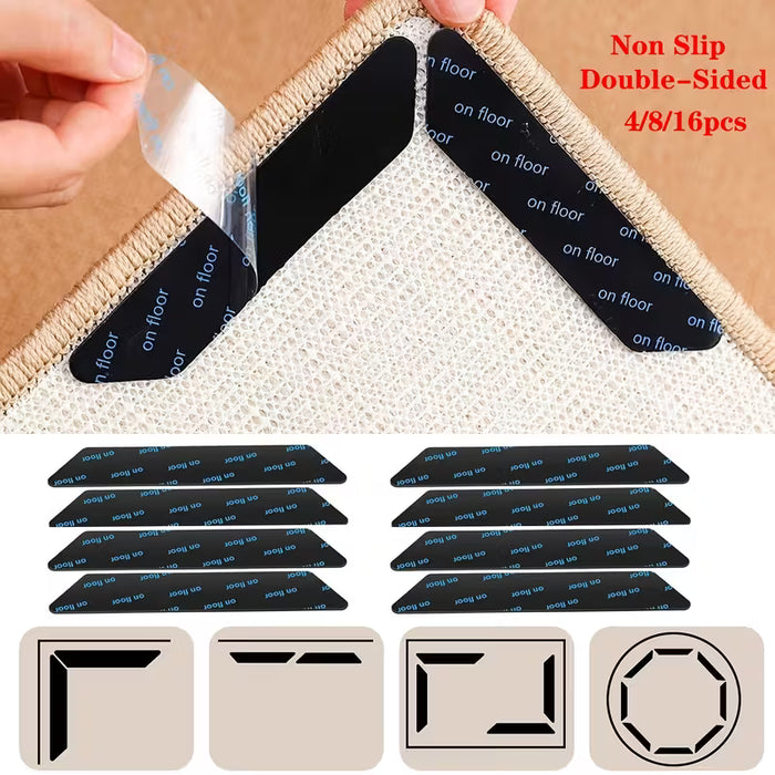 8 Pcs Pack Sujetador de Alfombra Resistente, Adhesivo PVC para Suelos de Madera