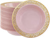 60pcs de tazones de plástico rosa dorado, borde de encaje dorado - Quierox - Tienda Online