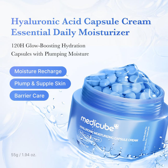 Medicube Crema cápsula con ácido hialurónico para una hidratación duradera de 120 horas, 55G