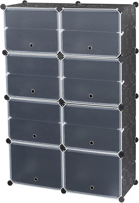 Zapatero de plástico, portátil, de 8 puertas, con capacidad para 28 pares de zapatos