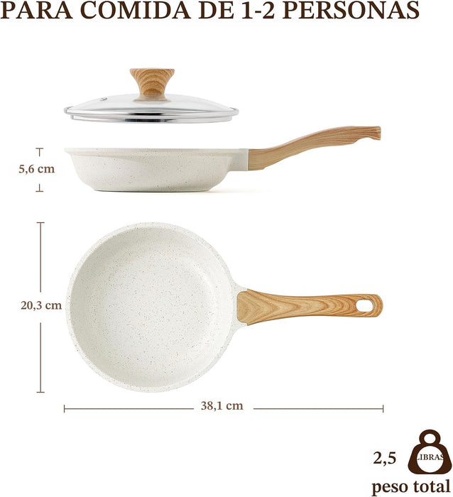 SENSARTE Sartén antiadherente de cerámica con tapa, sartén para tortilla