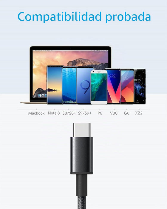 Anker Cable USB C, Pack de 2 cable USB-C a USB-A, Cable USB 2.0 de Nylon