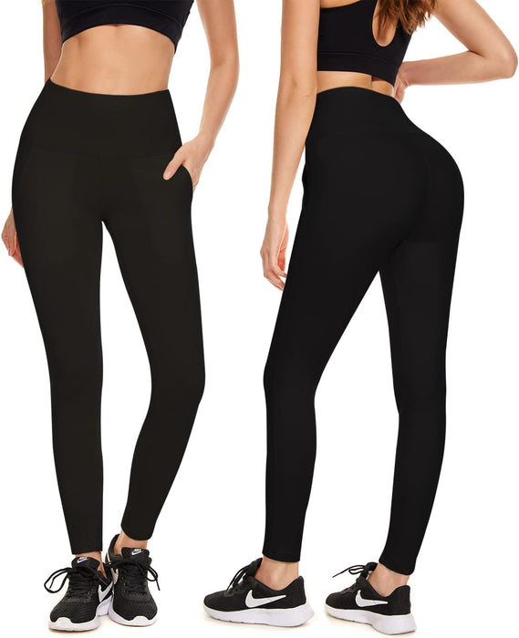 FULLSOFT Paquete de 2 leggings con forro polar con bolsillos para mujer