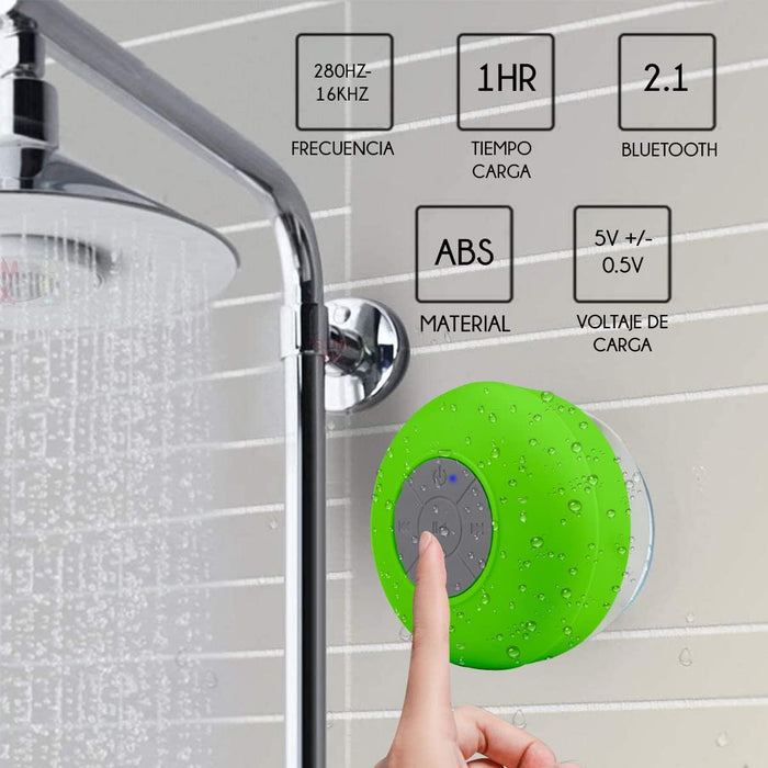Bocina Bluetooth Portátil Recargable para Regadera con Ventosa