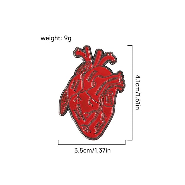 Shein Broche de solapa de metal con forma de corazón anatómico para ropa
