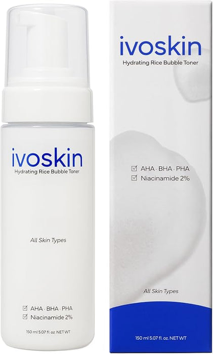 IVOSKIN Máscara facial de burbujas lechosas de arroz, tónico facial