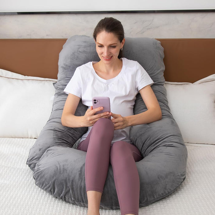 Almohada de embarazo, almohada de cuerpo completo en forma de U para apoyo