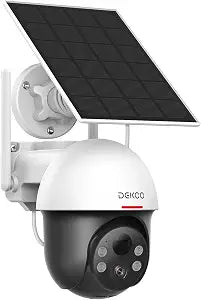 Cámara de seguridad solar DEKCO para exteriores, inalámbrica, 2K real, panorámica PTZ