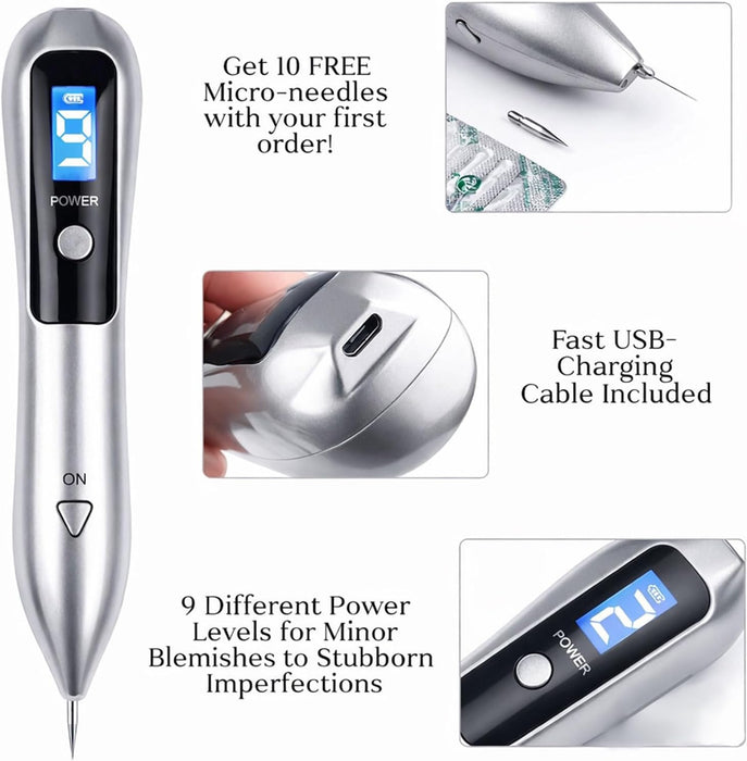 Derma Pen Bolígrafo para piel, herramienta removedor de puntos negros, portátil (dorado)