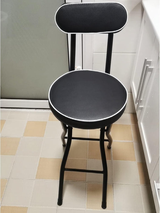 Taburete de bar plegable con respaldo de piel sintética