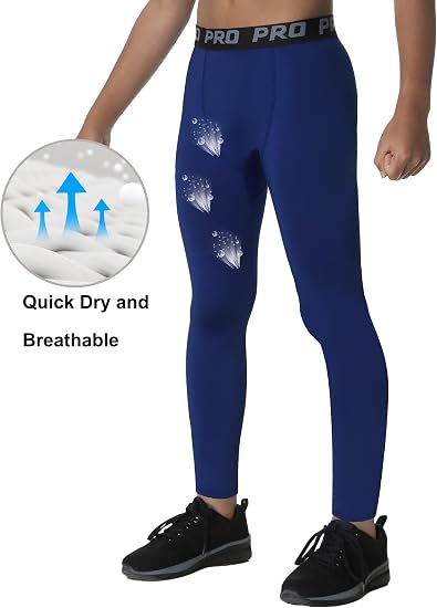 EXARUS Leggings de compresión para niños y jóvenes, pantalones deportivos