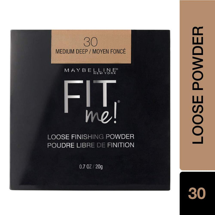 Maybelline Fit Me Polvos Sueltos Fijadores, Sin Aceite, en el tono 30 Medium Deep, 0.7 oz