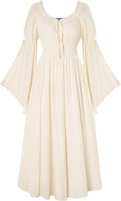 Scarlet Darkness Vestido Renacentista Campesino Medieval para Mujer de Manga Campana