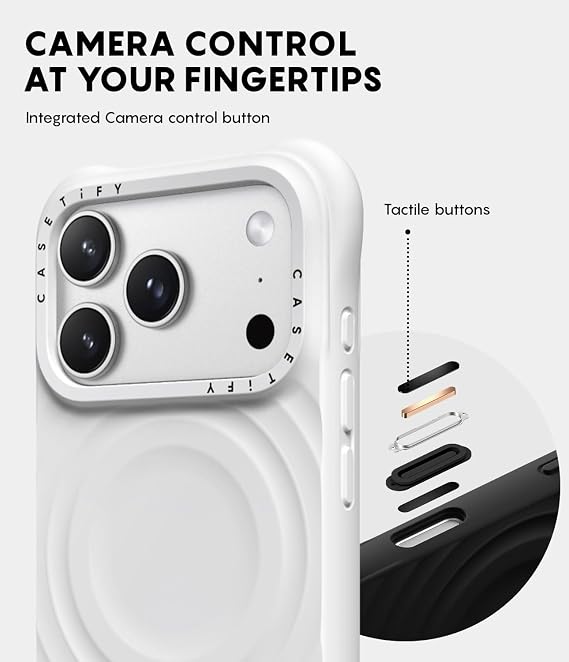 CASETiFY Ripple Funda para iPhone 17 Pro Max [Tacto suave/Ligera/Compatible con MagSafe] - Blanca