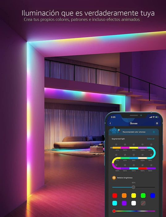 Govee Tira de luces LED RGBIC inteligentes para recámara de 5m/16.4ft
