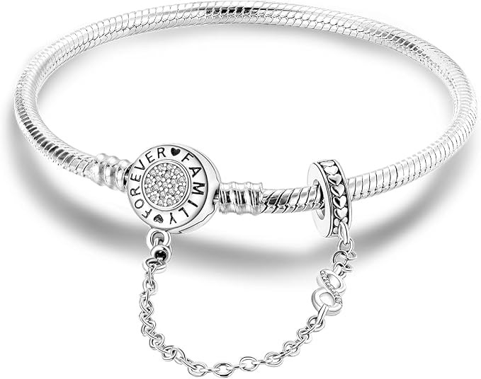 1 unidad de pulsera trenzada en forma redonda con frase family forever plateada