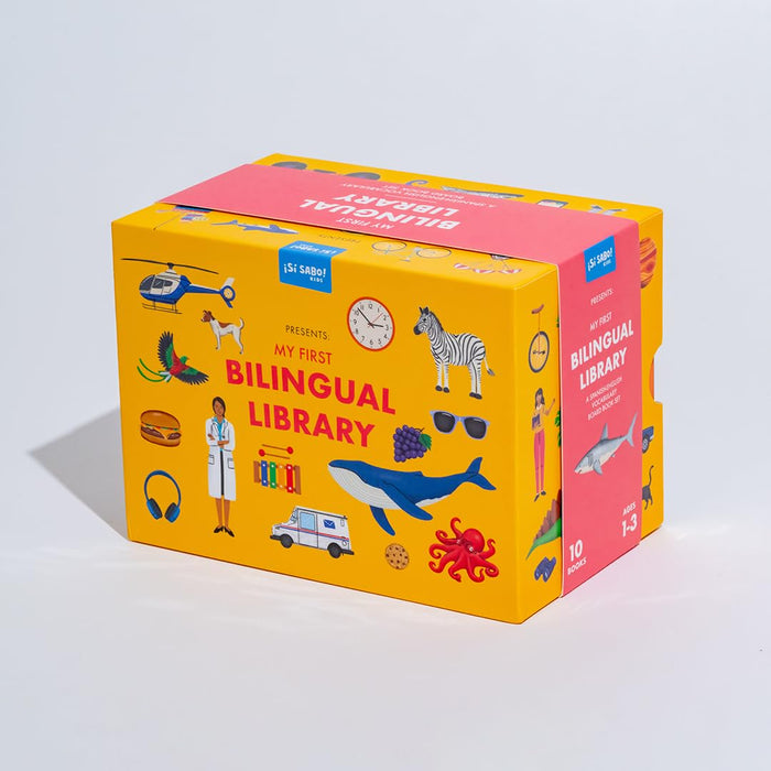 Mi primera biblioteca bilingüe: Un conjunto de libros de cartón con vocabulario en español e inglés sobre colores