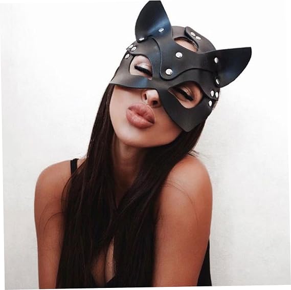 Shein Cubierta de cuero para la cara de gato para disfraz