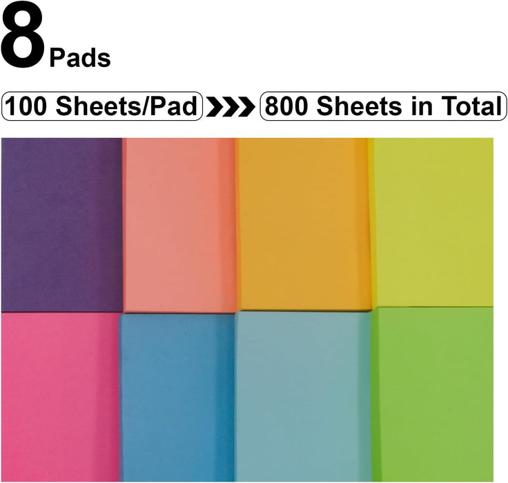 Notas adhesivas de 3 x 3, paquete de 8 blocs adhesivos de 100 hojas/bloc