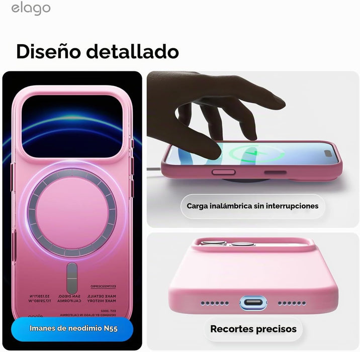 Funda magnética de silicona premium elago para iPhone 17 Pro Max, rosa