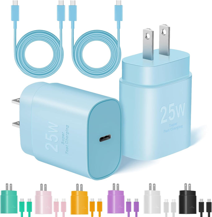 Cargador tipo C de carga rápida, paquete de 2 [10 pies y 6 pies] de cable USB C largo con bloque de cargador
