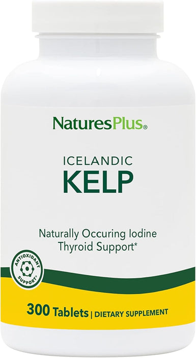 NaturesPlus Kelp-300 tabletas , 150 mcg de yodo - Fórmula antioxidante, Sin gluten