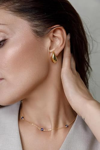 JEWELS Pendientes pequeños con forma de lágrima para mujer