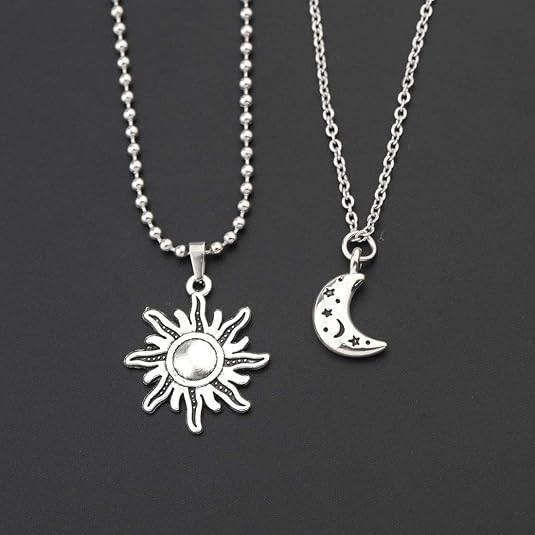 CHOORO Juego de 2 collares de sol y luna para parejas