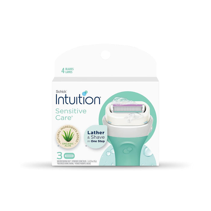 Schick Intuition Sensitive Recambios de maquinilla de afeitar para mujer de 4 hojas, 3 unidades