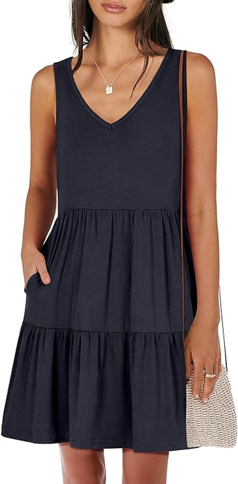 ANRABESS Vestido de verano casual para mujer, sin mangas