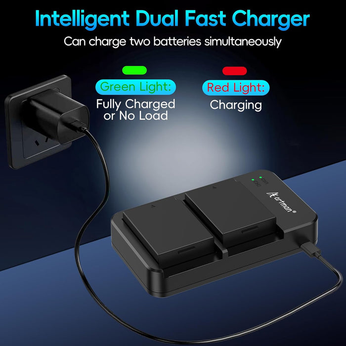 Paquete de 2 baterías LP-E10 Artman y cargador USB dual para cámaras digitales Canon EOS Rebel