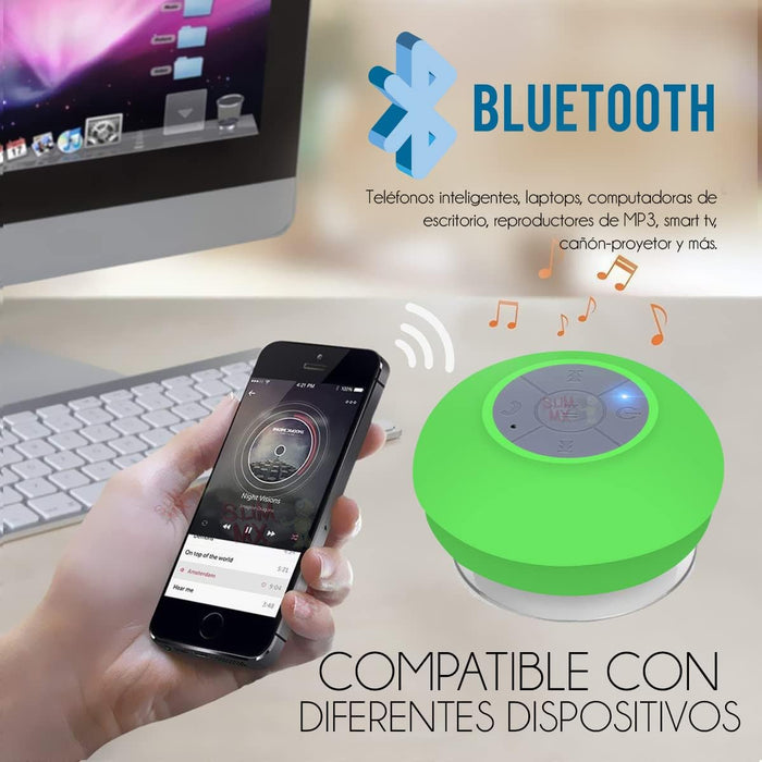 Bocina Bluetooth Portátil Recargable para Regadera con Ventosa
