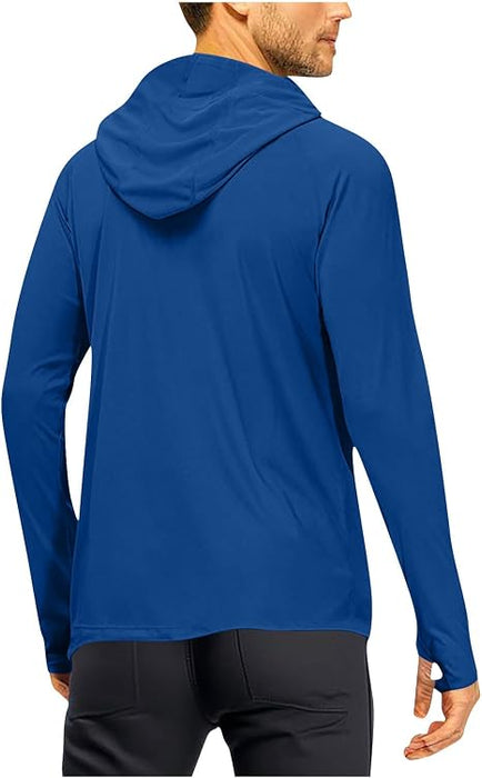 Sudadera con capucha de manga larga raglán para hombre con protección solar UPF 50+
