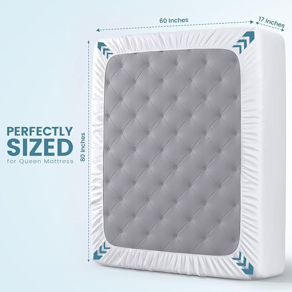 Protector de colchón impermeable tamaño Queen, apto para colchones de hasta 43 cm de profundidad.