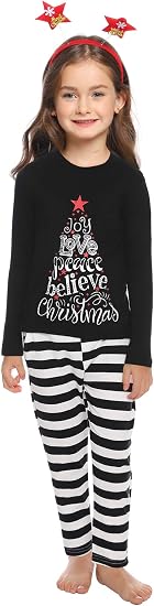 iClosam Conjunto de pijamas de Navidad a rayas para niños