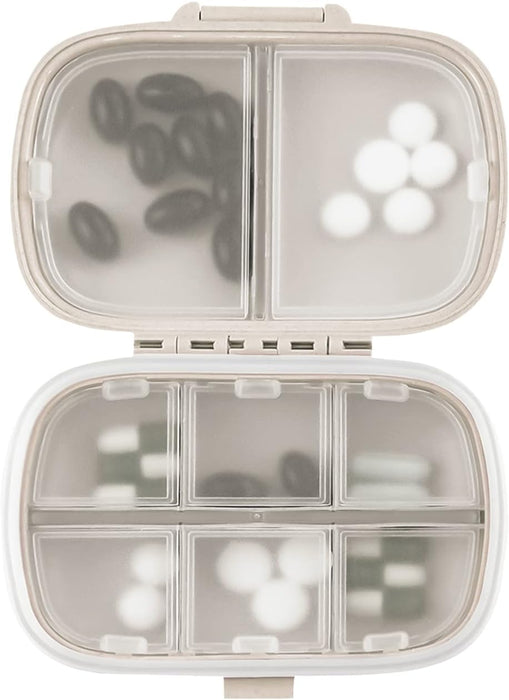 1 organizador de pastillas de viaje, estuche de pastillas portátil de 8 compartimentos