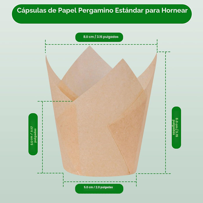 Caperci 150 piezas de forros naturales para cupcakes de tulipán