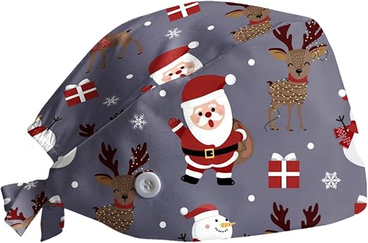 1 Gorro quirúrgicos con estampado navideño