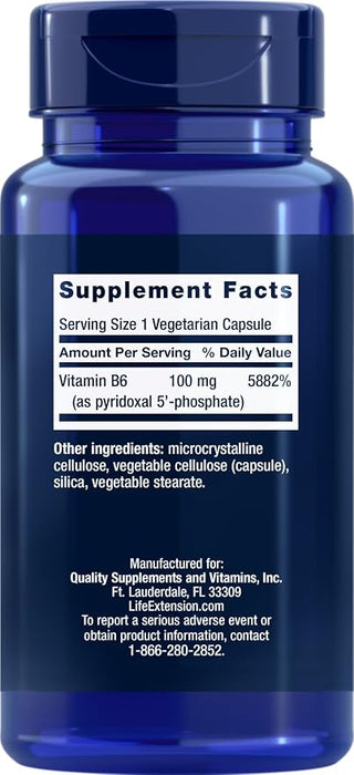 Life Extension Piridoxal 5-Fosfato Cápsulas 100 mg P5P, 90 Cápsulas Vegetales
